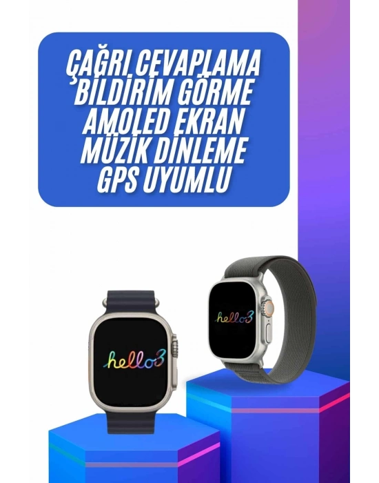 ® Yeni Nesil 3 Kordonlu Kol Saati 49 MM Amoled Ekran Akıllı Saat