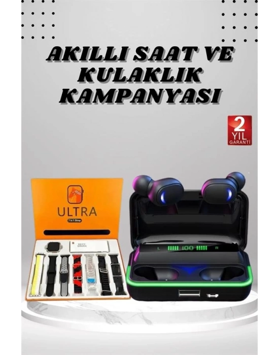 ® Yeni Nesil Akıllı Saat ve Bluetooth Kulaklık Kampanyası Android Ve İOS Uyumlu Uyku ve Sağlık Takibi