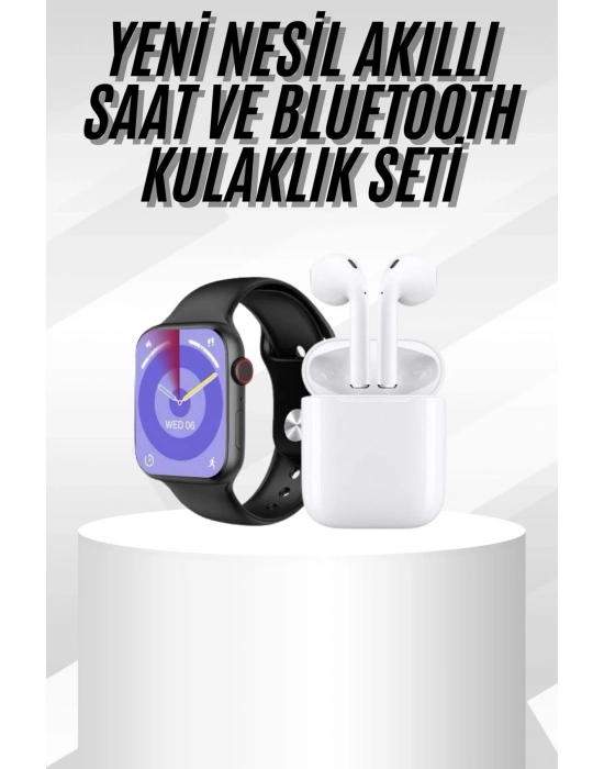 ® Yeni Nesil Akıllı Saat Ve Kulaklık Seti Gümüş Kasa Zarif Tasarım Çok Fonksiyonlu