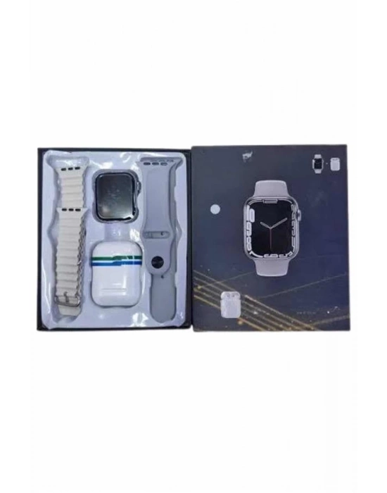 ® Yeni Nesil Akıllı Saat Ve Kulaklık Seti Gümüş Kasa Zarif Tasarım Çok Fonksiyonlu