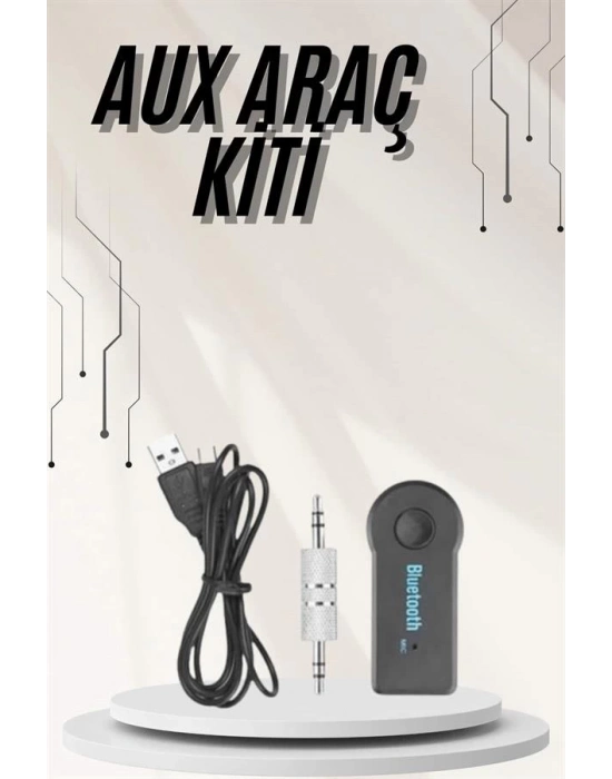 Yeni Nesil Bluetooth Aux Araç Kiti Siyah TV Tablet Telefon Araç Araba