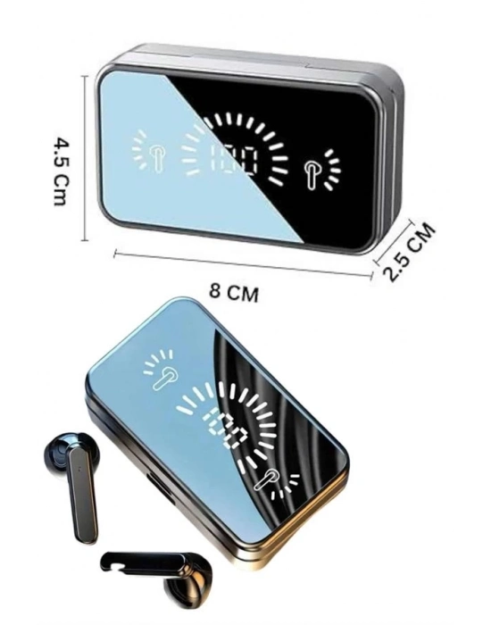 ® Yeni Nesil Kablosuz Kulaklık Aynalı Powerbank Özellikli Bluetooth Bağlantılı Dijital Göstergeli