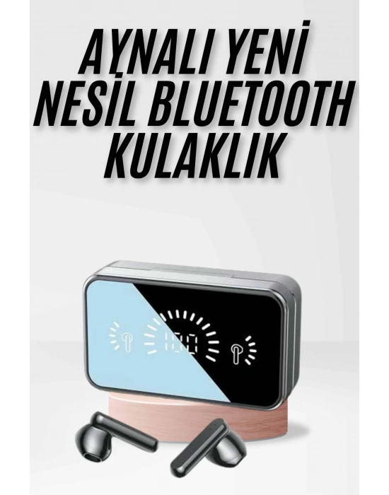 ® Yeni Nesil Kablosuz Kulaklık Aynalı Powerbank Özellikli Bluetooth Bağlantılı Dijital Göstergeli