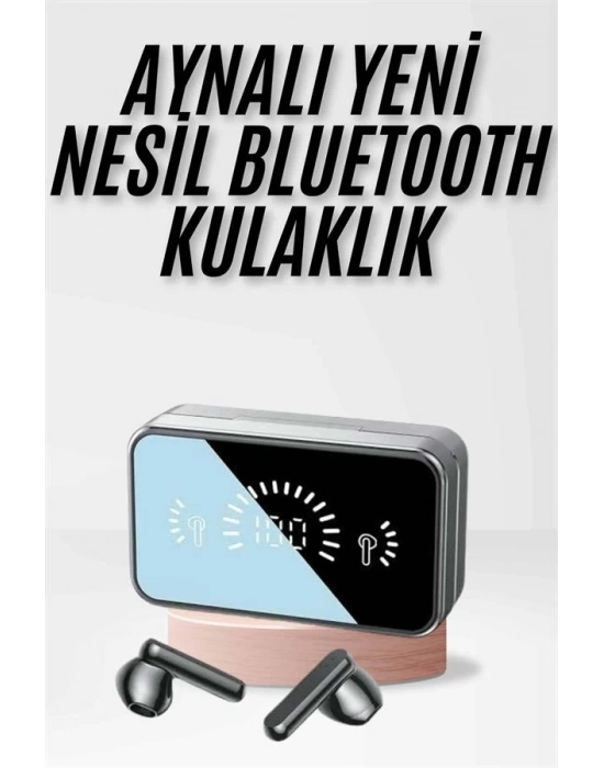® Yeni Nesil Kablosuz Kulaklık Aynalı Powerbank Özellikli Bluetooth Bağlantılı Dijital Göstergeli
