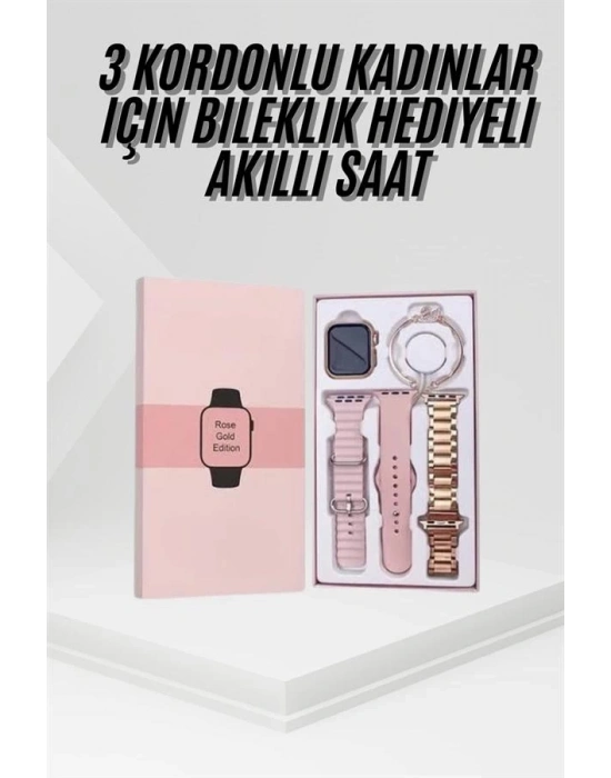 ® Yeni Nesil Kadın Akıllı Saat Rose Gold Android ve İos Uyumlu