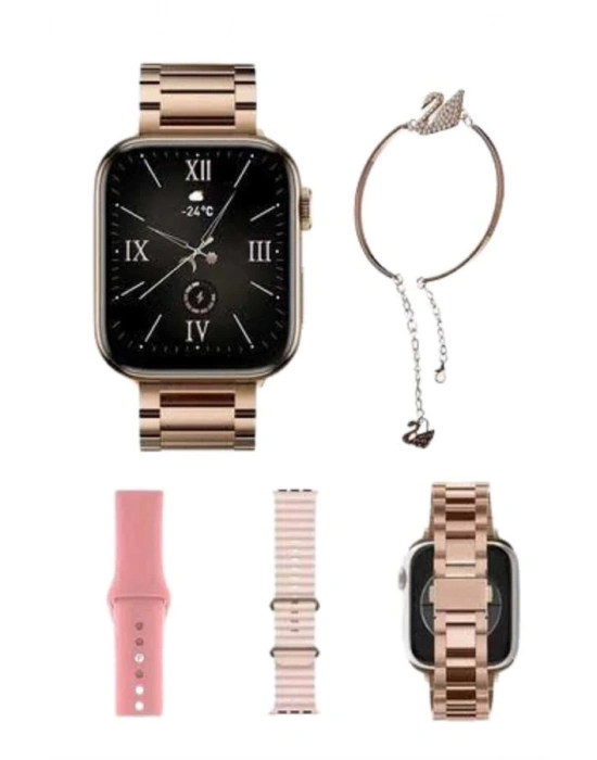 ® Yeni Nesil Kadın Akıllı Saat Rose Gold Android ve İos Uyumlu