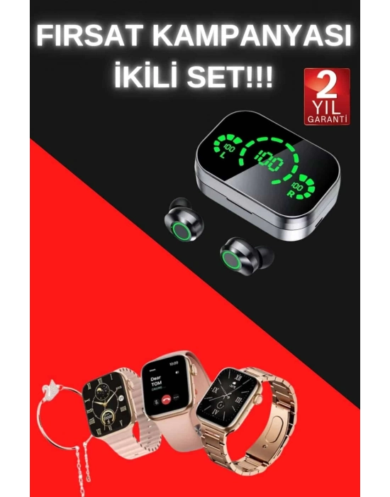 ® Yeni Nesil Kaliteli Akıllı Saat ve Kablosuz Bluetooth Kulaklık  Yüksek Ses Kaliteli