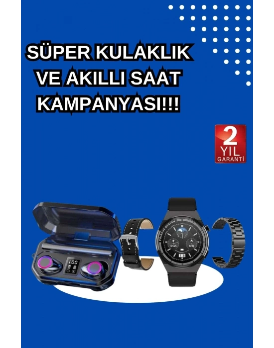 ® Yeni Nesil Kampanyası Bluetooth Bağlantılı Akıllı Saat ve Kablosuz Kulaklık Dijital Göstergeli