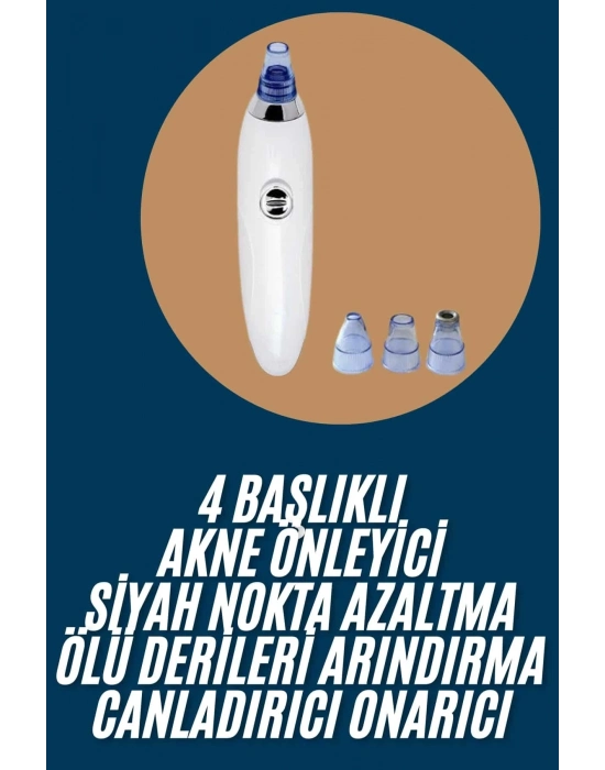 ® Yeni Nesil Vakumlu Pilli Siyah Nokta ve Yüz Temizleme Cihazı 4 Başlıklı