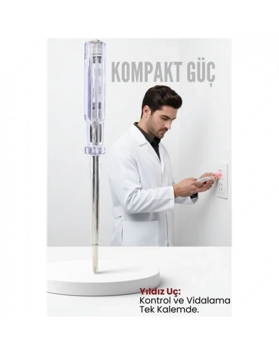 ® Yıldız Uçlu Elektrik Kontrol Kalemi Faz Test Cihazı Voltaj Kontrol Anahtarı