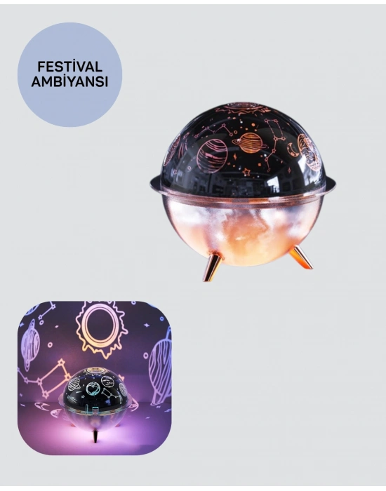 ® Yıldızlı Gökyüzü Efektli Uzay Temalı Nemlendirici Lamba