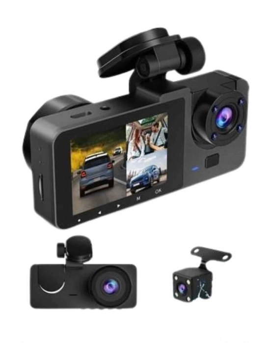 ® Yol Kayıt Araç Kamerası HD DVR 3 Kameralı 2.0in Ekranlı Ön İç Arka