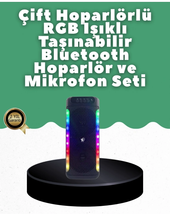 ® Yüksek Ses Güçlü Kablosuz Hoparlör  Karaoke Mikrofonlu