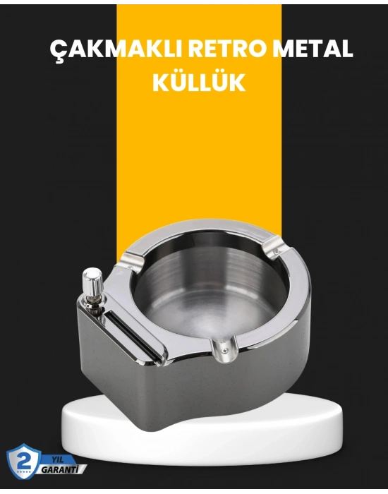 ® Yuvarlak Çakmaklı Küllük Dayanıklı Metal Yapı