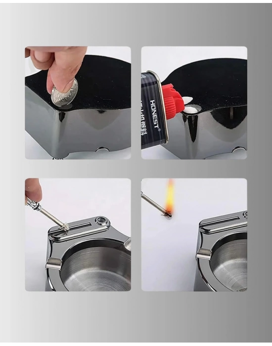 ® Yuvarlak Çakmaklı Küllük Dayanıklı Metal Yapı