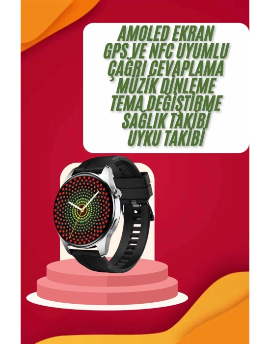 ® Yuvarlak Kasa 46mm Akıllı Saat Android Ve IOS Uyumlu Uyku ve Sağlık Takibi