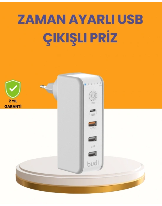 ® Zaman Kontrollü Şarj Cihazı 30W Hızlı Şarj ve Çoklu USB Çıkışı