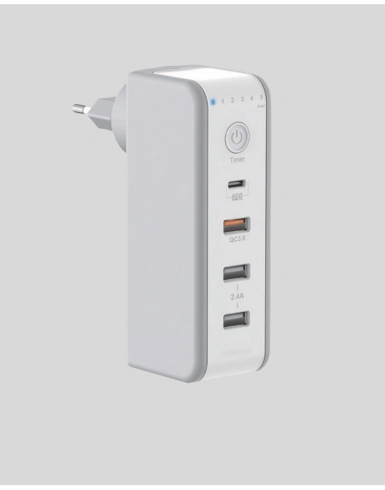 ® Zaman Kontrollü Şarj Cihazı 30W Hızlı Şarj ve Çoklu USB Çıkışı