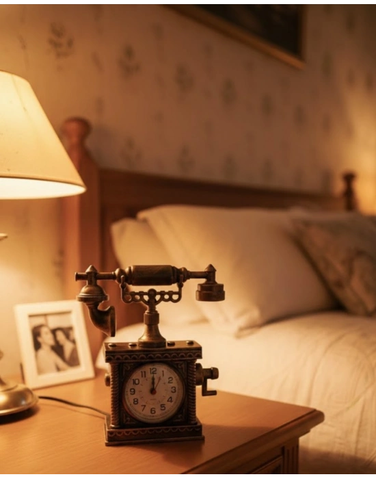 ® ZN8808B TELEFON ŞEKLİNDE ÇALAR SAAT BRONZ