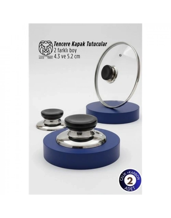 Bianca Serisi 2’li Paslanmaz Çelik Lüks Tencere Kapağı Tutucu Seti - 4.3 - 5.2 cm Universal