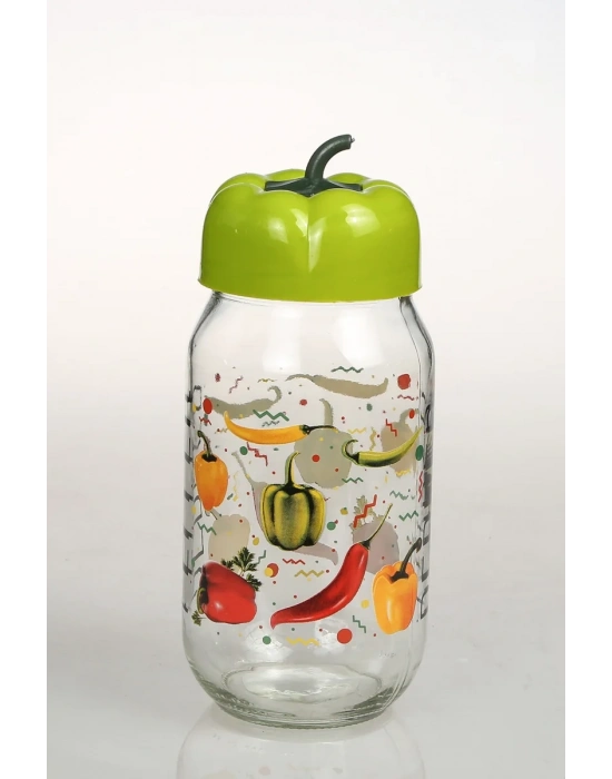 Biber Kapaklı Desenli Kavanoz 1000 Cc Royaleks-BKD1000