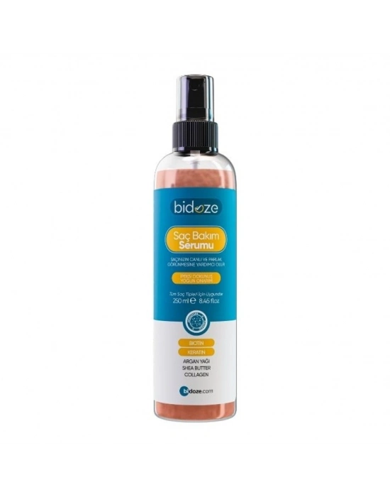 ® Bidoze Besleyici Onarıcı Yoğun Saç Bakım Serumu 250 ML | Argan Keratin Biotin Kolajen Zengin İçerikli | Kabarma Önleyici & Isı Koruyucu