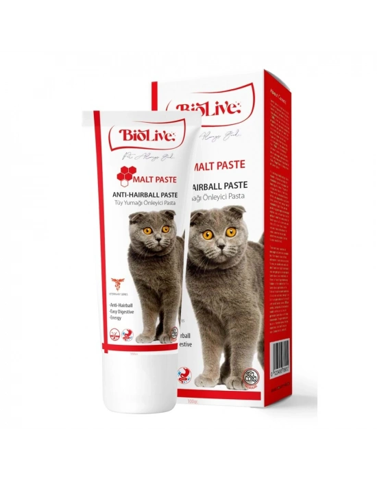 Biolive AntiHairBall Kediler İçin Tüy Yumağı Önleyici Paste 100gr