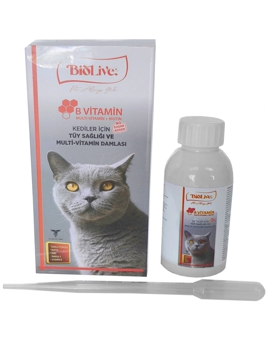 Biolive Kediler İçin B Vitamin+Multivitamin Tüy Sağlığı Likit Vitamin 100ml