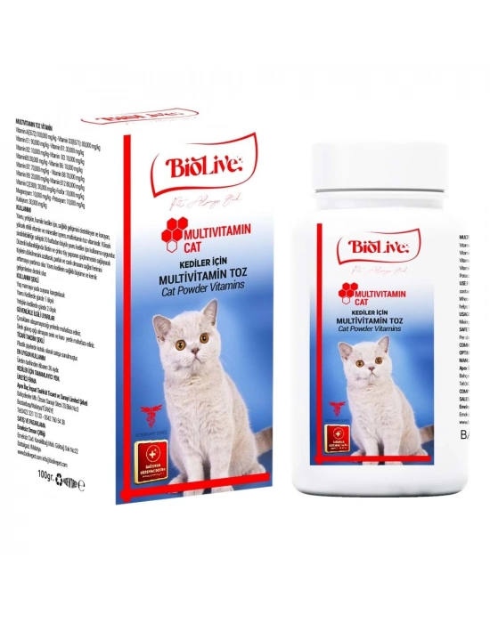 Biolive Kediler İçin Multivitamin Toz Vitamin 100gr
