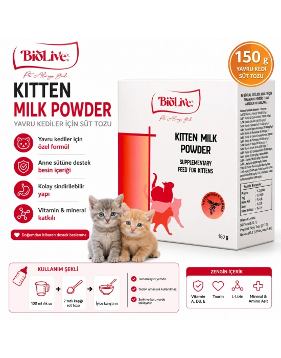 Biolive Yavru Kedileri İçin Süt Tozu 150 gr