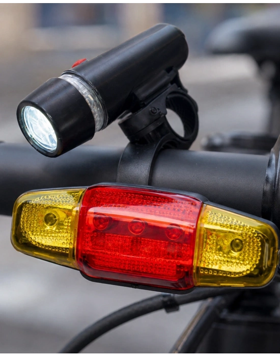 Bisiklet Emniyet Işığı Seti Güçlü LED Ön Far Arka Stop Lambası