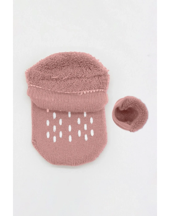 Bistyle 2Li Altı Havlu Sneakers Kaymaz Çorap 20501 Ekru Pudra