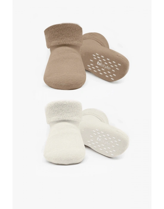 Bi̇style 2li Havlu Soket Kaymaz Basic Boy 10508 Bej