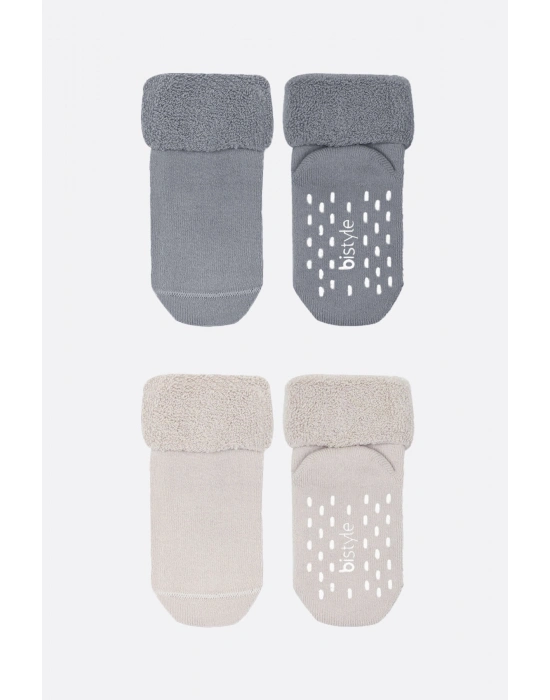 Bi̇style 2li Havlu Soket Kaymaz Basic Boy 10508 Gri