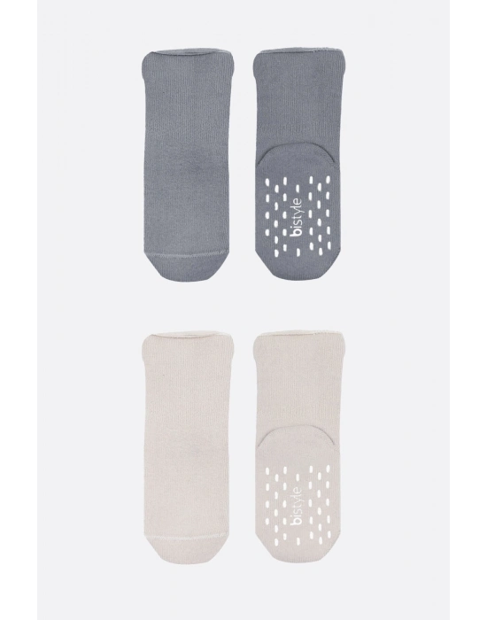 Bi̇style 2li Havlu Soket Kaymaz Basic Boy 10508 Gri