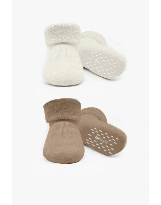 Bi̇style 2li Havlu Soket Kaymaz Basic Gi̇rl 10507 Bej