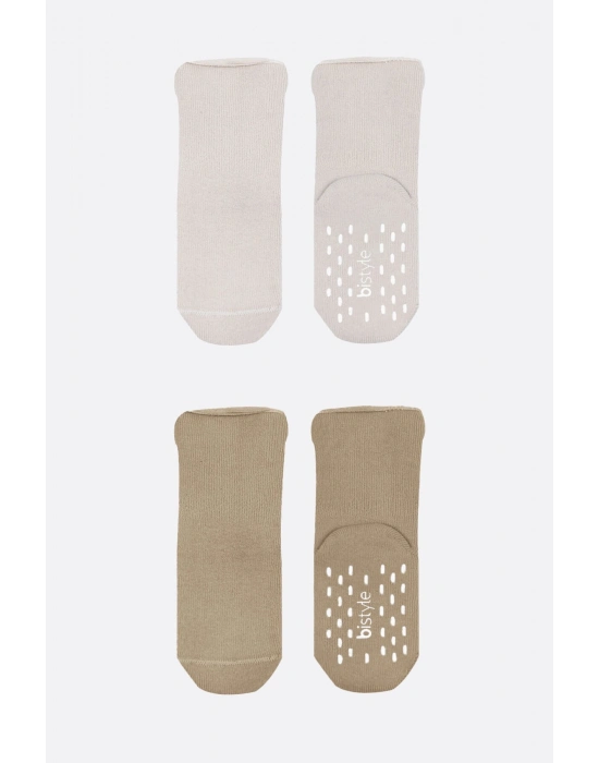 Bi̇style 2li Havlu Soket Kaymaz Basic Gi̇rl 10507 Bej