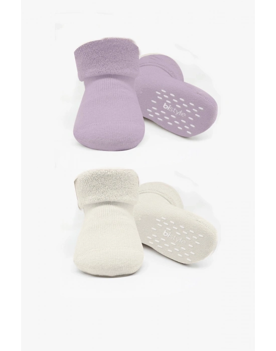 Bi̇style 2li Havlu Soket Kaymaz Basic Gi̇rl 10507 Lila