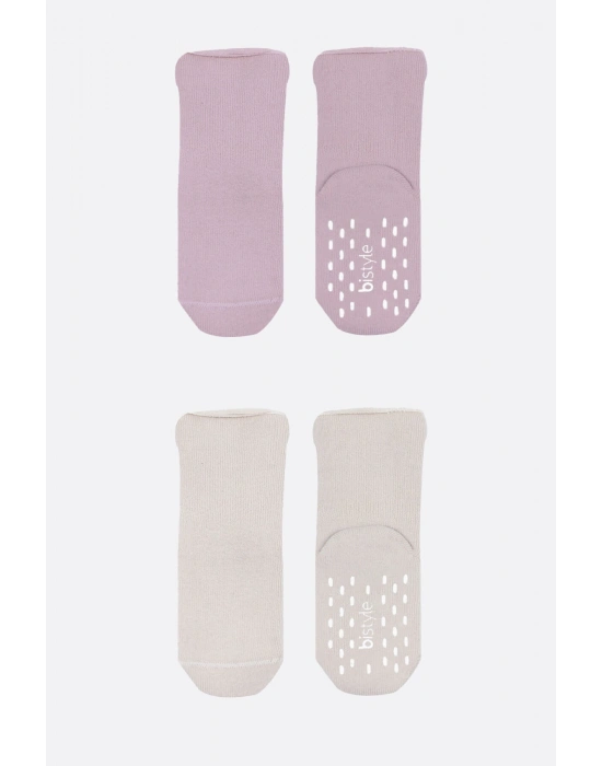 Bi̇style 2li Havlu Soket Kaymaz Basic Gi̇rl 10507 Lila