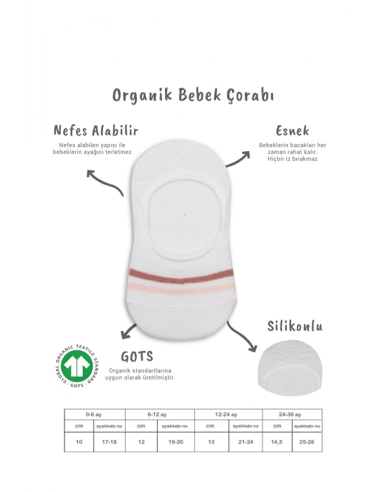 Bistyle 2Li Penye Babet Silikon Çemberli Çorap 30102 Pudra Beyaz