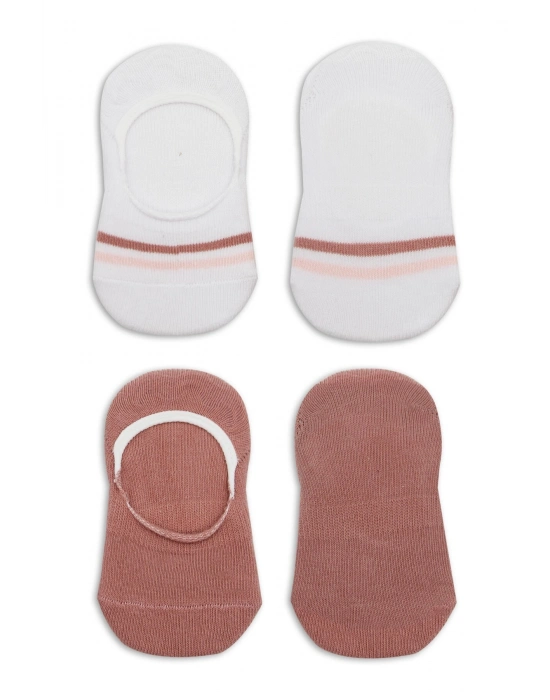 Bistyle 2Li Penye Babet Silikon Çemberli Çorap 30102 Pudra Beyaz