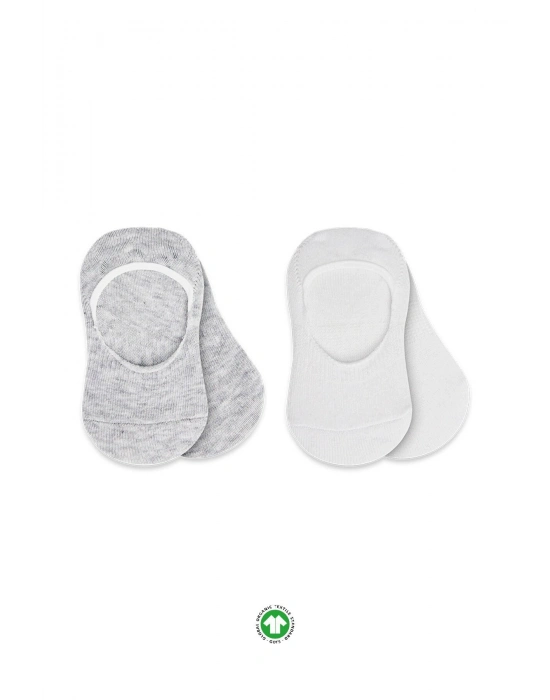 Bistyle 2Li Penye Babet Silikonlu Basic Çorap 30104 Gri Beyaz