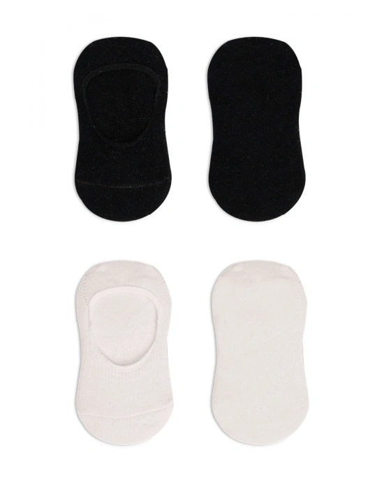 Bistyle 2Li Penye Babet Silikonlu Basic Çorap 30104 Siyah Ekru