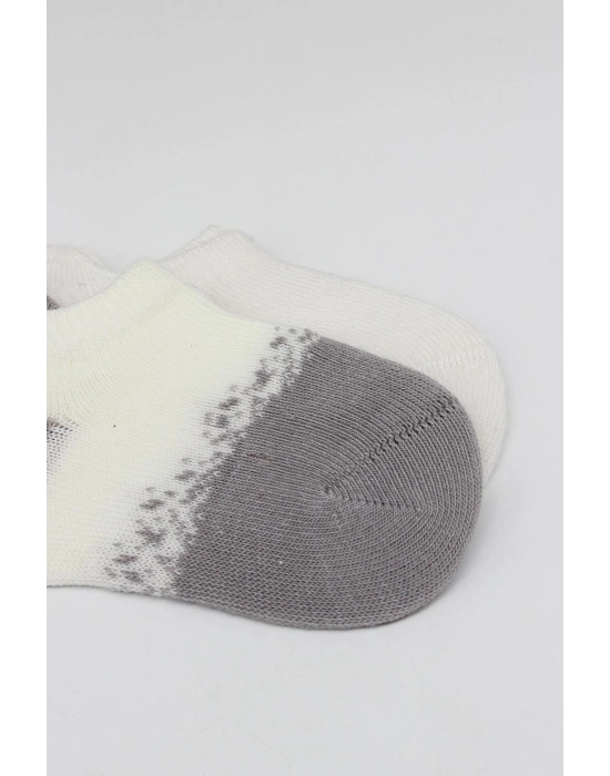 Bistyle 2Li Penye Sneakers Çorap BS20105 Ekru Gri