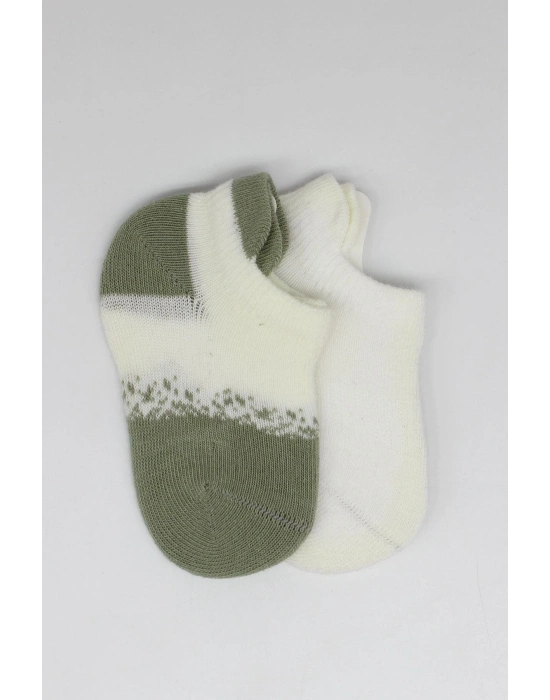 Bistyle 2Li Penye Sneakers Çorap BS20105 Nil Ekru