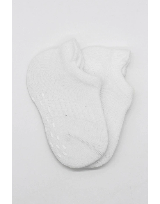 Bistyle 2Li Sneakers Kaymaz Basic Penye Çorap BS20103 Beyaz Beyaz