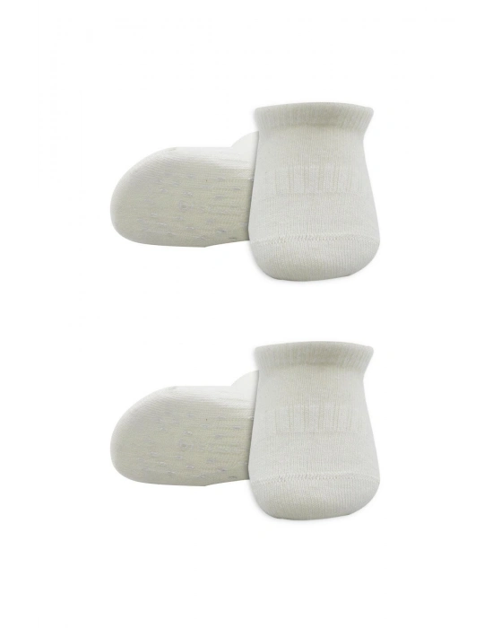 Bistyle 2Li Sneakers Kaymaz Basic Penye Çorap BS20103 Ekru Ekru