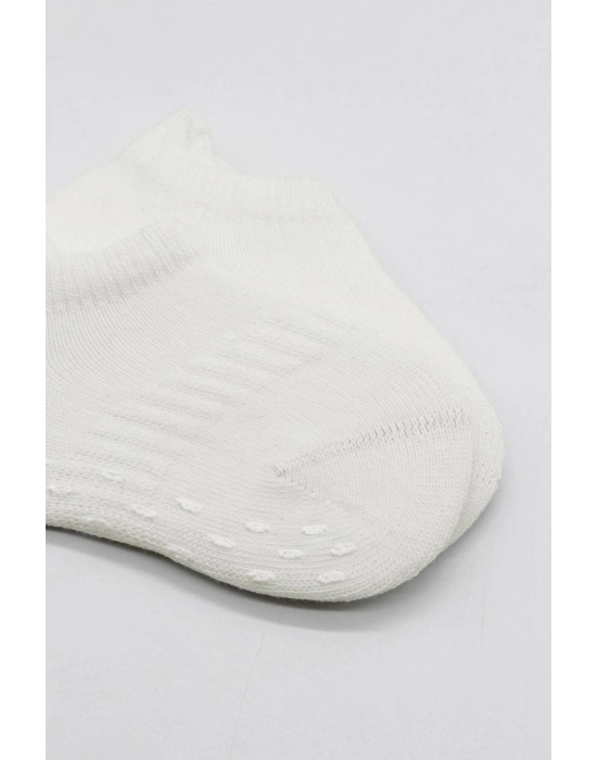 Bistyle 2Li Sneakers Kaymaz Basic Penye Çorap BS20103 Ekru Ekru