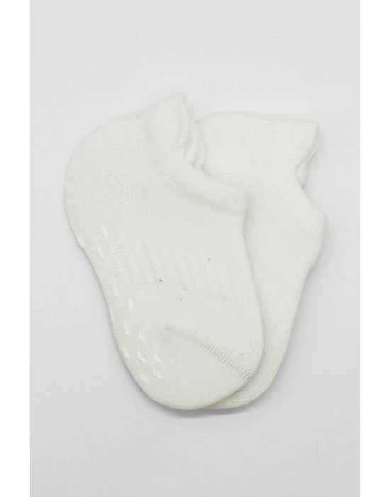 Bistyle 2Li Sneakers Kaymaz Basic Penye Çorap BS20103 Ekru Ekru