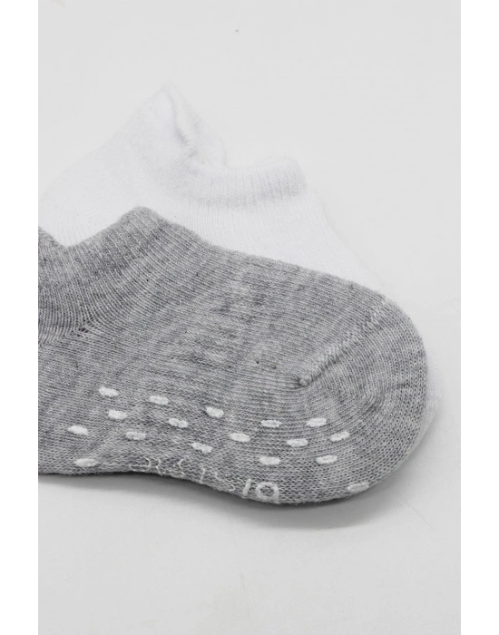 Bistyle 2Li Sneakers Kaymaz Basic Penye Çorap BS20103 Gri Beyaz
